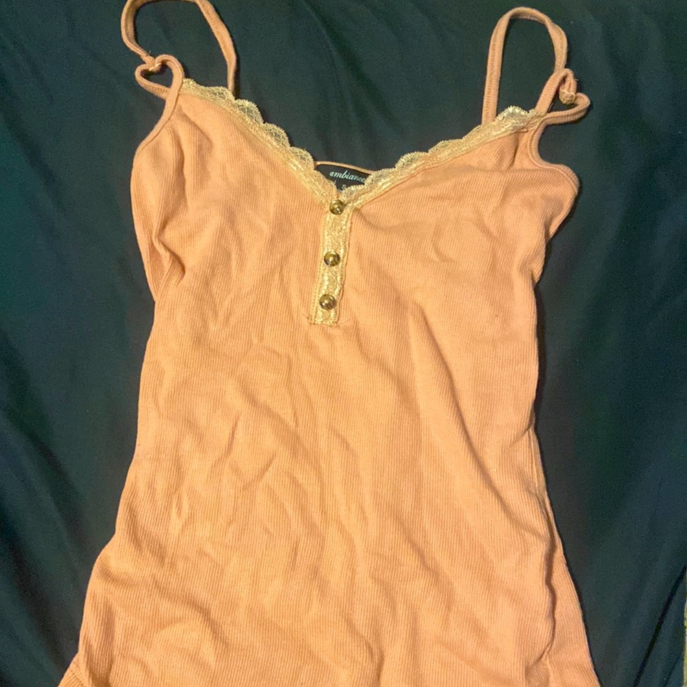Cute coquette pink lace tank top with buttons